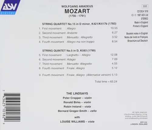 Vista 2 de String Quartet 15 String Quintet K.593