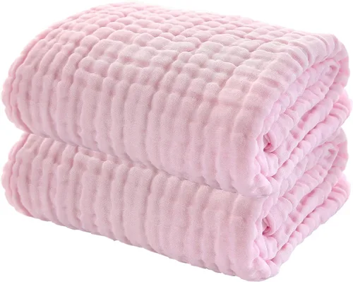 Vista 9 de YEBON ProC - 2 toallas de baño de muselina para bebé, toalla de baño de algodón súper suave, 6 capas, manta para bebé recién nacido, 41.3 x 41.3