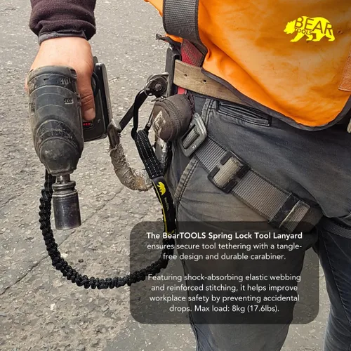 Vista 5 de BearTOOLS Cordón para herramientas con mosquetón de resorte estándar y extremo de bucle ajustable, 35.4 in de longitud, límite de peso máximo