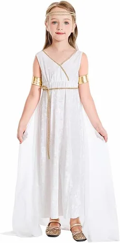 Vista 3 de Greek Costume Kids Greek Goddess Dress Girls Toga Costume Grecian Athena Dress White Roman Princess Outfit Dress