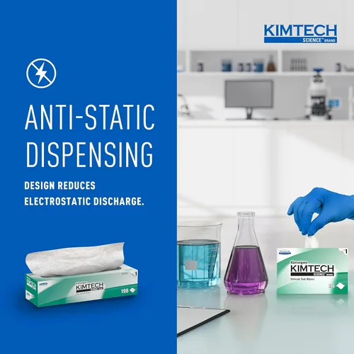 Vista 5 de Kimtech Science Kimwipes - Limpiaparabrisas desechables de 11-4/5 x 11-4/5 pulgadas 34133, paquete de 15, 2940 toallitas Caja emergente, hojas