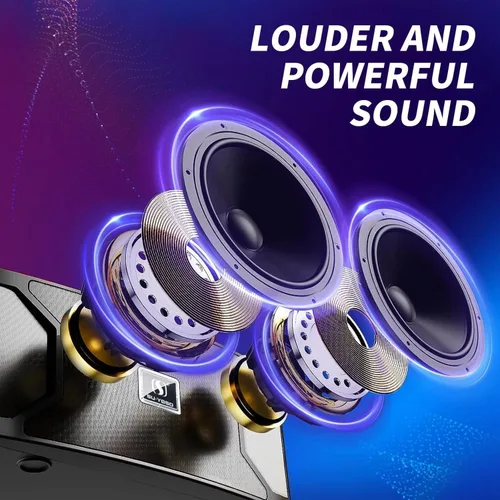 Vista 6 de Laucnpty - Máquina de karaoke con 2 micrófonos inalámbricos y luces de bola de discoteca para adultos o niños, máquina de canto portátil con altavoz