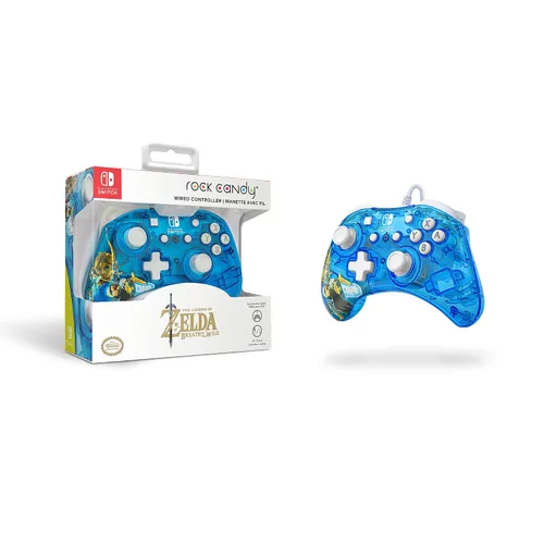 Vista 3 de Rock Candy Wired Gaming Switch Pro Controller - Zelda Breath of the Wild - Blue - Official License Nintendo - OLED Lite Compatible - Compact