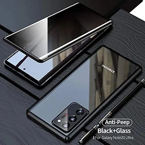 Vista 6 de Funda magnética de privacidad para Samsung Galaxy Note 9, carcasa de vidrio templado antiespías, frontal y trasera, vidrio templado 9H, protector