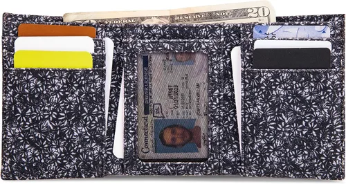 Vista 4 de Eddie Bauer Men's Fabric Trifold Wallet Money Clip RFID Protection ID Window Genuine Leather EDC