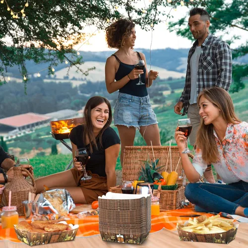 Vista 6 de 200 unidades de decoraciones para fiestas occidentales, bandejas de papel de vaquero de 1 libra, botes de comida desechables para cumpleaños