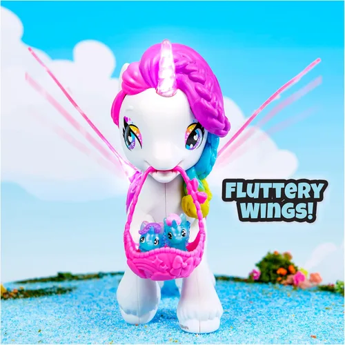 Vista 4 de Hatchimals CollEGGtibles, juguete de unicornio Hatchicorn con alas aleteadas, más de 60 luces y sonidos, 2 bebés exclusivos, juguetes para niños