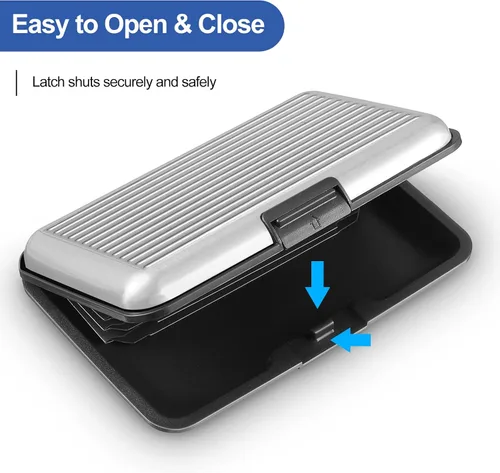 Vista 2 de 2 piezas de soporte delgado para tarjetas de crédito mini protector de tarjeta de crédito protector de aluminio para tarjetas de visita organizador