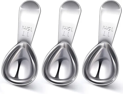 Vista 7 de Patelai Cuchara de café de 3 piezas, cucharas medidoras de acero inoxidable, cucharadas de café de mango corto para té, azúcar, cocina, regalos
