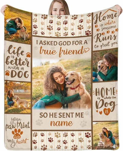 Vista 21 de Manta personalizada con imagen, mantas de memoria personalizadas para perros, hechas en Estados Unidos, imagen personalizada para pérdida de 1 Foto