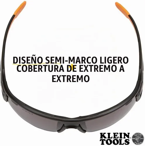 Vista 4 de KLEIN TOOLS 60162 Gafas de seguridad, gafas protectoras profesionales de EPP con semicarco, resistentes a los arañazos y antiniebla, lentes grises