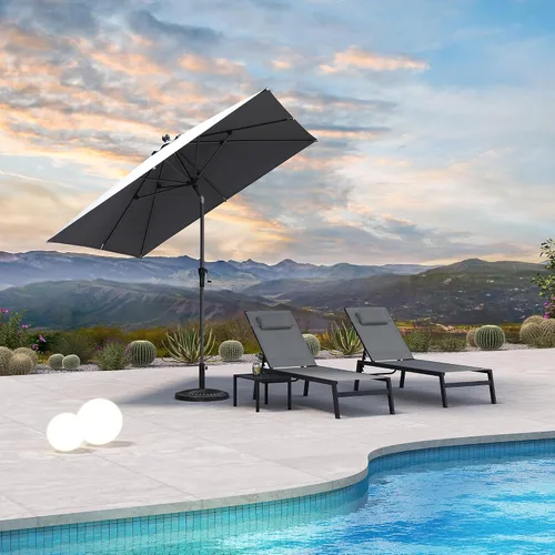 Vista 22 de PURPLE LEAF - Sombrilla de patio rectangular de 6' x 4', sombrilla de mesa para exteriores con marco de aluminio, sombrilla de mercado, sombrilla
