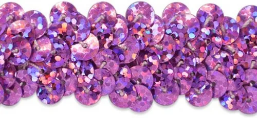 Vista 4 de Expo International - Tira de lentejuelas brillantes elásticas de 20 yardas de 2 filas de 7/8 pulgadas, diseño de holograma