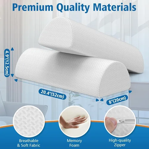 Vista 18 de Almohada grande de rodilla para dormir de lado, almohada de espuma viscoelástica de media luna para piernas, almohada de elevación de cuña de diseño