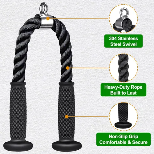 Vista 3 de Kipika Mango doble D resistente, accesorio de cable de barra en V, accesorio de fila para máquina de cable, antideslizante y cómodo, agarre