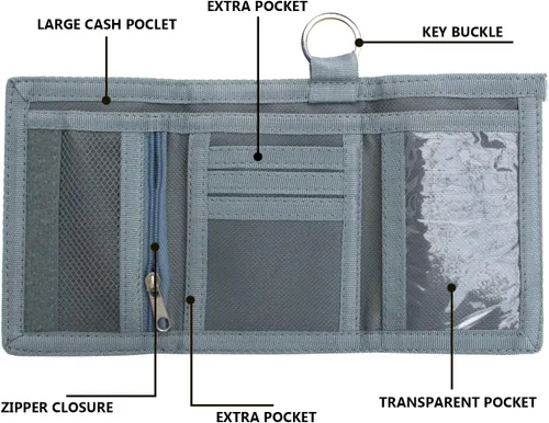 Vista 5 de Carteras infantiles para niñas y niños, cartera de lona triple para exteriores con adhesivo mágico para niños, Pulpo