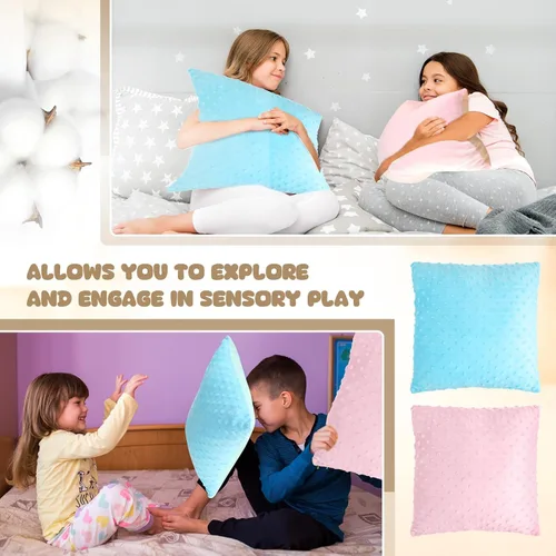 Vista 5 de Kigley Paquete de 2 Almohadas Vibratorias Sensoriales para Niños y Adultos Activadas por Presión 12 x 12 Masaje con Protuberancias de Estimulación