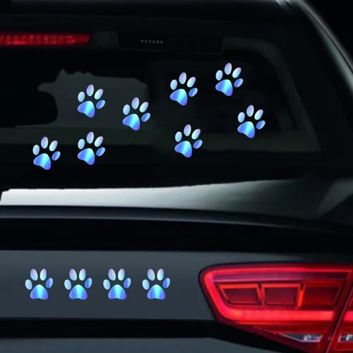 Vista 17 de Juego de 12 calcomanías de vinilo con estampado de patas de perro, calcomanías de vinilo para ventana de coche, laptop, motocicleta, camión