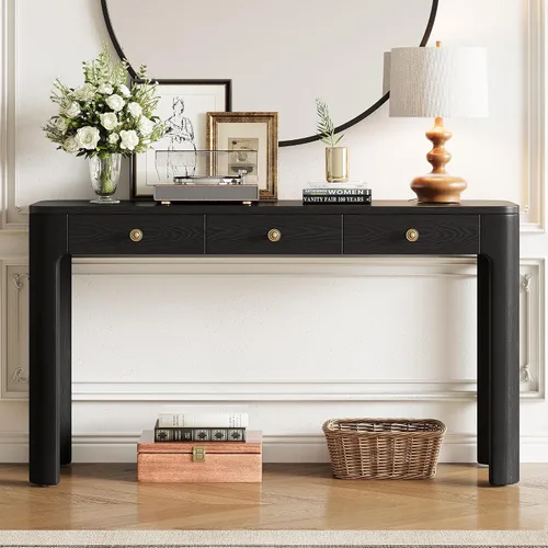 Vista 14 de Mesa consola de madera maciza de 42 pulgadas para entrada, mesa de sofá con cajones Farmhous Sofa Table with Storage Cabinets & Drawers,Solid Wood