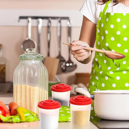 Vista 3 de Cocteleras de condimentos para alimentos, prácticas y versátiles, tapas herméticas de plástico transparente, sin BPA, recipientes de especias