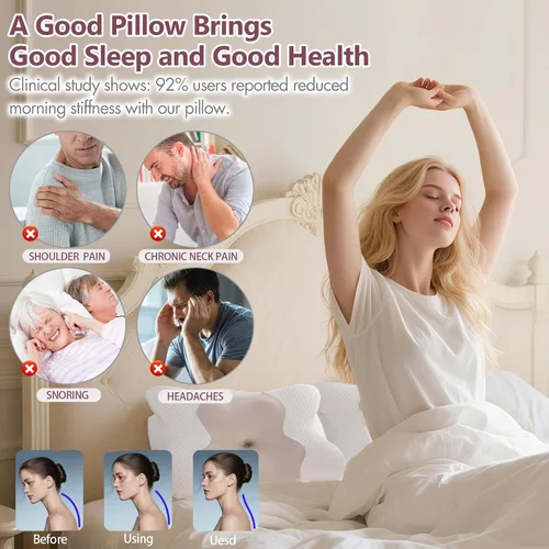 Vista 7 de Almohada cervical cervical para dormir, almohada ergonómica ajustable, almohada de contorno de cuello para dormir lateral para adultos, almohada