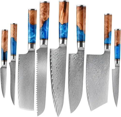 Vista 12 de Tidal Blue - Cuchillo para pan de 8" - Damasco