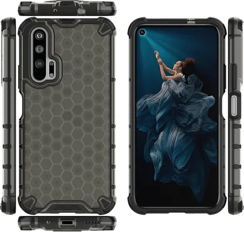 Vista 13 de Pzwoxukhov Funda compatible con Huawei Nova 3i, compatible con Huawei P Smart+ 2018 Honeycomb Anti-Drop Shock-Absorbing Case Negro