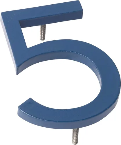 Vista 4 de Montague Metal Products MHN-04-F-SB1-1 Números de casa de dirección flotantes modernos de aluminio cepillado sólido, 4 pulgadas, azul marino