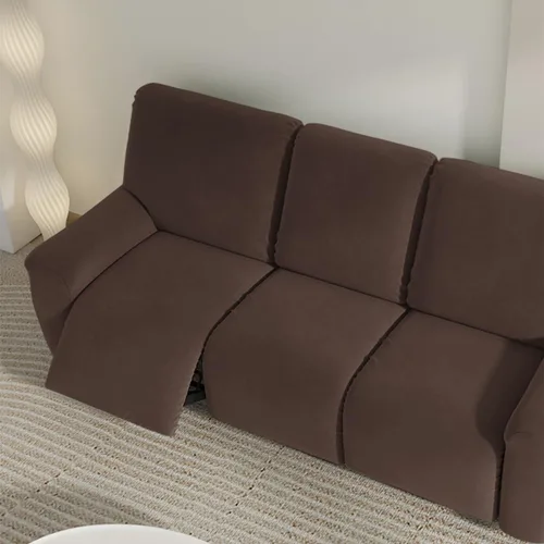 Vista 2 de vctops Fundas para sofá reclinable de 3 cuerpos, elásticas, de punto, suaves, lisas, antideslizantes, para sofá, protector de muebles con parte Café