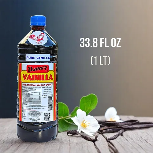 Vista 2 de Danncy Vanilla Dark 33.8 fl oz (1 L) - Auténtico sabor a vainilla mexicana para hornear y postres