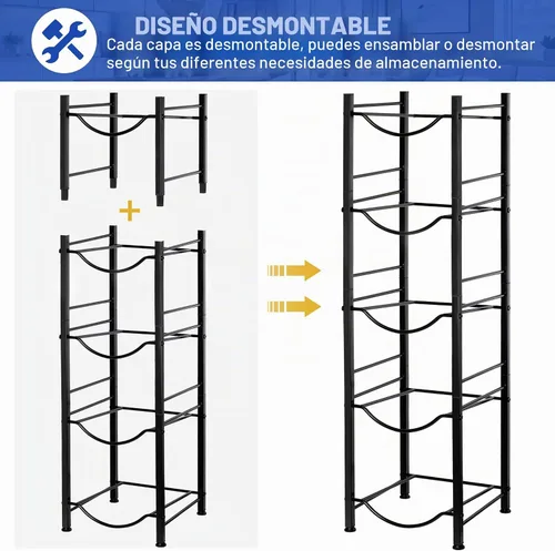 Vista 7 de Klvied - Organizador resistente de jarra de agua de 5 niveles, estante resistente para garrafón de agua de 5 galones para cocina, oficina, sala