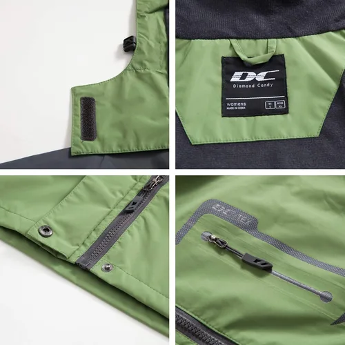 Vista 4 de Diamond Candy Chaqueta impermeable para mujer, impermeable, ligera, para exteriores, con capucha para senderismo