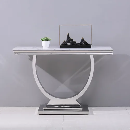Vista 40 de SSLine Mesa de Centro Rectangular de Mármol Sintético para Sala de Estar, Mesa Central Moderna de Mármol Blanco de Lujo con Base Doble en Forma de U