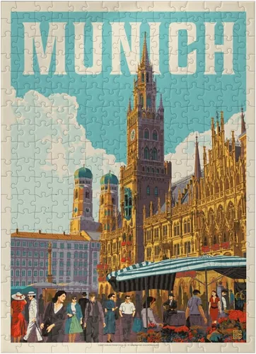 Vista 7 de MyPuzzle Alemania: Munich, póster vintage, rompecabezas de 100 piezas para adultos
