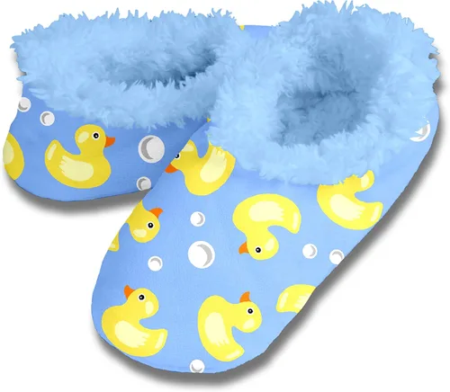 Vista 7 de Snoozies Sherpa-Lined Slipper Socks Fuzzy, Cute - Classic Prints Negro/Rojo