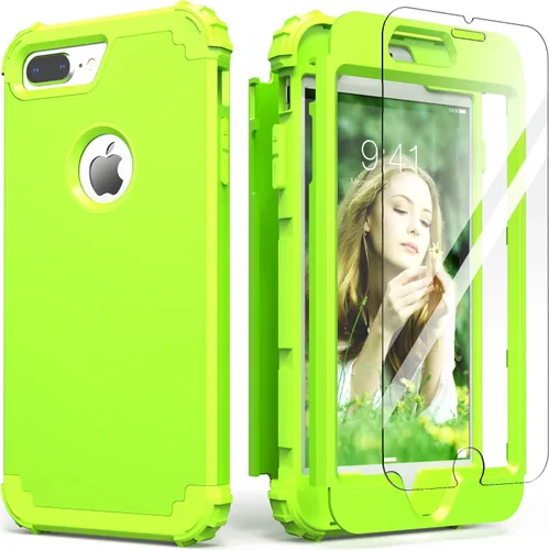 Vista 24 de IDweel Funda para iPhone 8 Plus, Funda para iPhone 7 Plus con Protector de Pantalla de Vidrio Templado, 3 en 1 Resistente a Golpes Delgada Híbrida