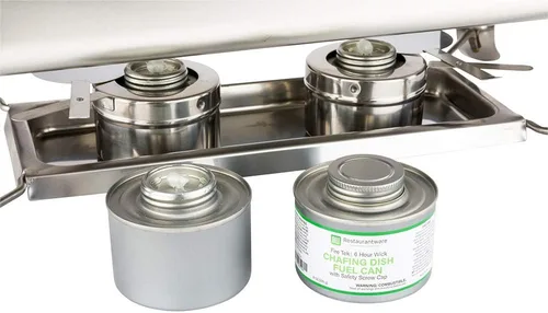Vista 4 de Restaurantware Met Lux - Plato de 9 cuartos de galón, 1 bandeja de inducción lista para servir – Marco rectangular plegable de acero inoxidable