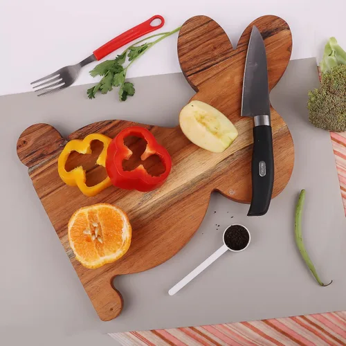 Vista 5 de Affinity Decor Tabla de servir de madera en forma de conejo, tabla de cortar de madera para cocina, tablas de charcutería de madera, divertido plato