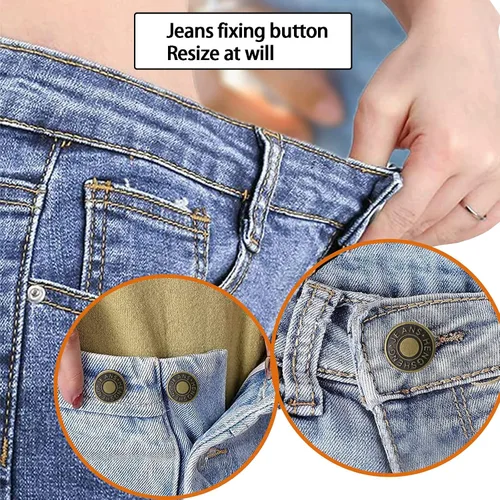 Vista 3 de YouOKLight Botones para jeans, 0.669 in sin clavos, botones de metal extraíbles de repuesto para reparación de remaches y destornilladores, 12