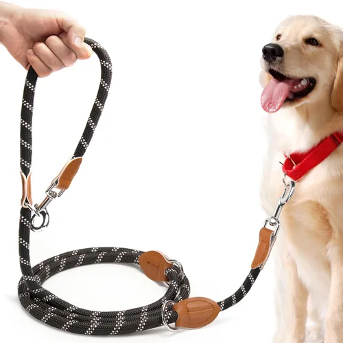 Vista 10 de Correa de perro manos libres, correa de cintura resistente para pasear perros y correr, ajustable, multifunción, 9.8 pies de largo, sin tirones