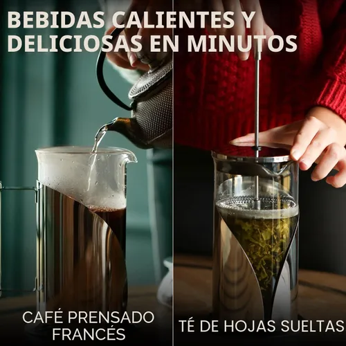 Vista 7 de Cafe Du Chateau Cafetera de prensa francesa de acero inoxidable de 34 onzas, prensa de café aislada fácil de usar con filtración de 4 niveles