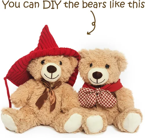 Vista 5 de Paquete de 5 osos de peluche a granel, juguetes de peluche, regalo para niños y novias, osos de peluche de 13.5 pulgadas para Navidad, San Valentín
