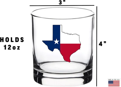 Vista 3 de Rogue River Tactical Bandera del estado de Texas Old Fashioned Glass Gift para texanos