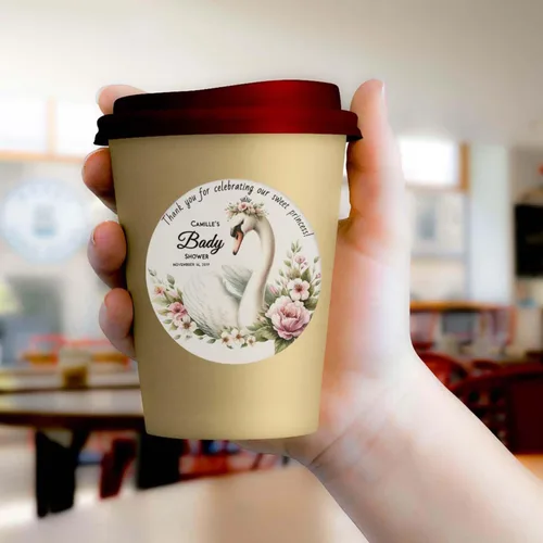Vista 2 de Etiquetas personalizables con diseño de cisne, calcomanías de agradecimiento para negocios, 100 calcomanías de 2 x 2 pulgadas