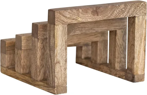 Vista 12 de Creative Co-Op - Soporte para tabla de cortar de madera de mango de 6 pulgadas con 3 secciones para cocina, natural