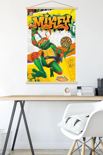 Vista 5 de Trends International Teenage Mutant Ninja Turtles: Mutant Mayhem - Póster de pared de Miguel Ángel, 22.37 x 34.00 pulgadas, paquete de impresión