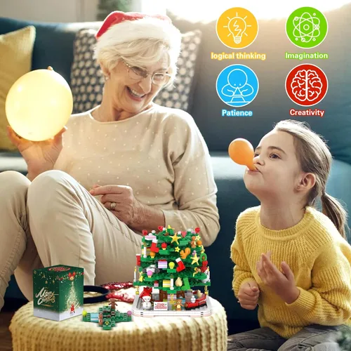 Vista 7 de Calendario de Adviento 2026, juego de juguetes de construcción de árbol de Navidad con luz LED, calendario de cuenta regresiva de Navidad, bloque