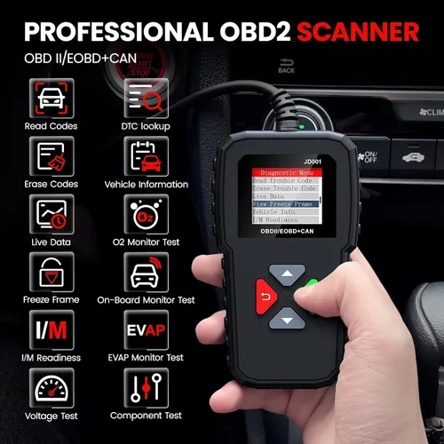 Vista 2 de Lector de códigos de coche OBD2 escáner, leer y borrar códigos de falla, herramienta de escaneo de diagnóstico CAN automotriz para todos