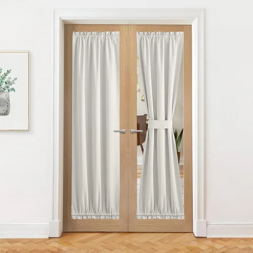 Vista 37 de NICETOWN Cortinas de Lino para Puerta Lateral - Cortinas Opacas con Aislamiento Térmico para Puerta Delantera Francesa para Sombra Pequeña