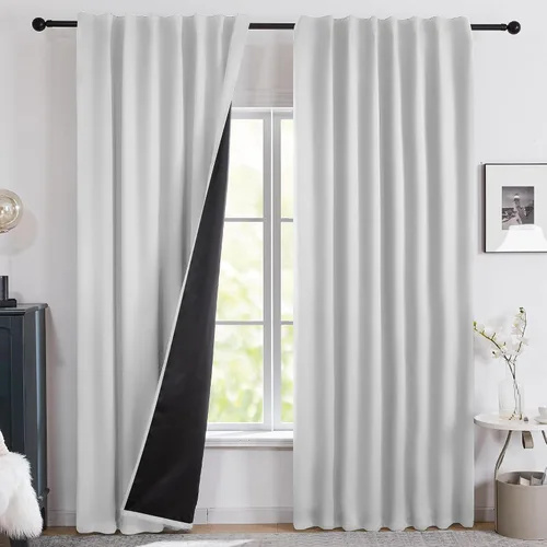 Vista 12 de Deconovo Cortinas 100% opacas para dormitorio, cortina con aislamiento térmico, panel de sala de estar insonorizado, certificado Oeko-TEX, cortinas